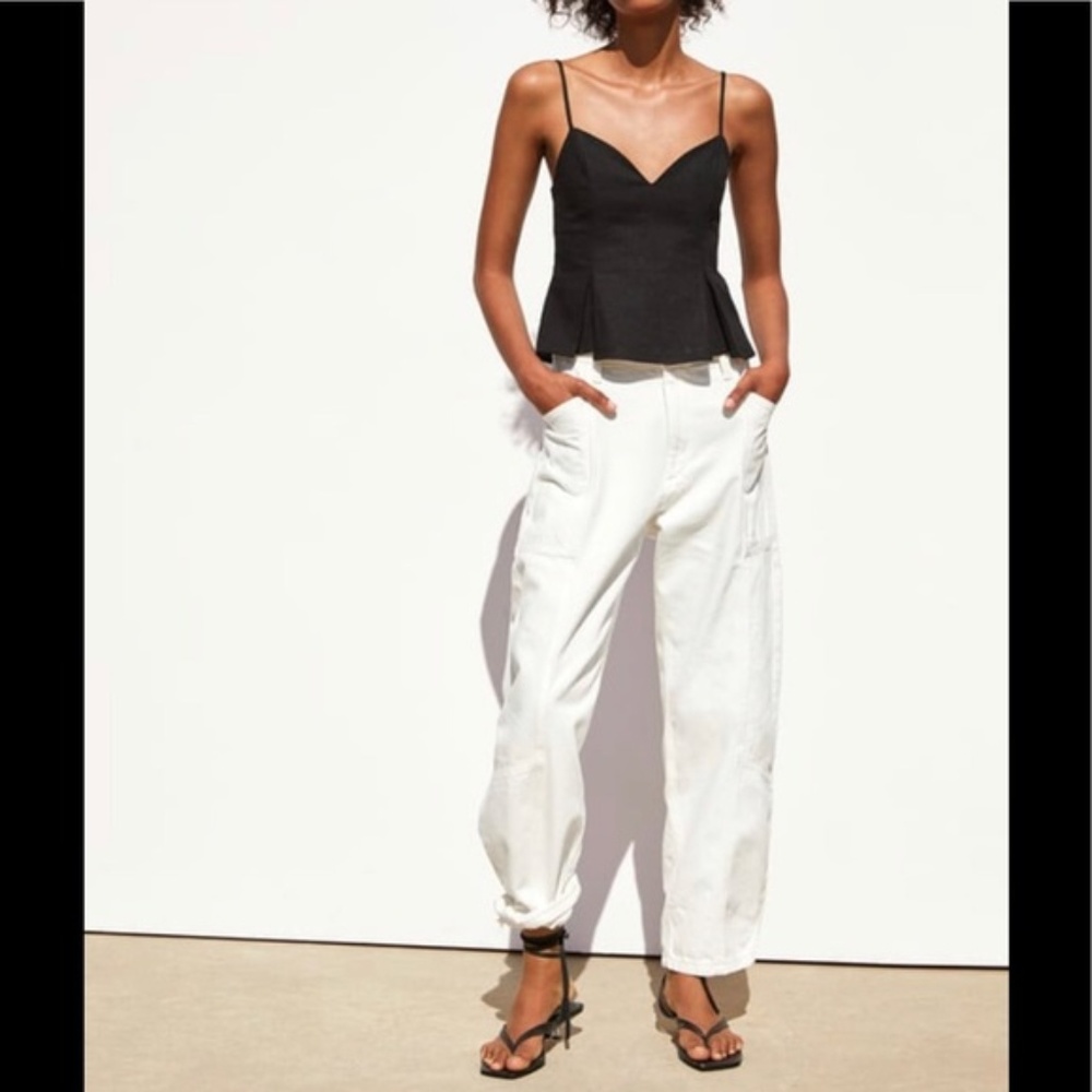 NWT Zara Rustic Black Top w/ straps. Size L